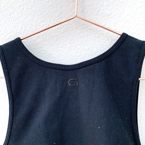 GapFit Ribbed Blackout Twist-Knot Cropped Sports Bra Black Size L - Picture 5 of 8